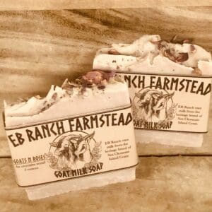 Bar of Wild Haven Farm goat milk soap made with San Clemente Island goat milk